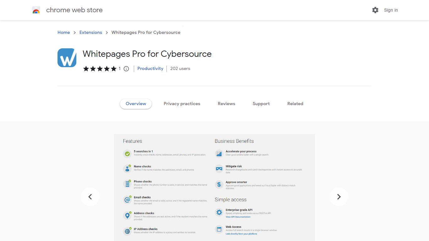 Whitepages Pro for Cybersource - Chrome Web Store